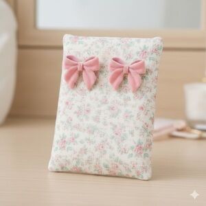 Velvet Bow Pink Earrings